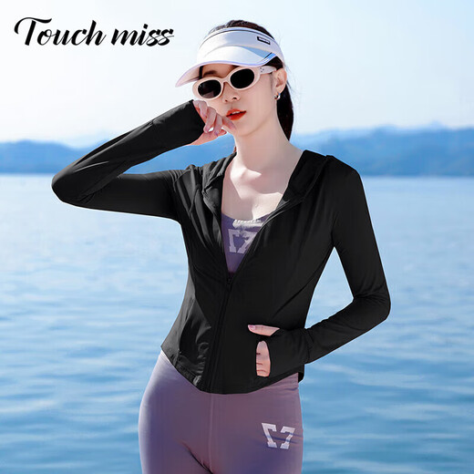 塔驰密司 TOUCH MISS高端时尚潮流防晒衣女2025夏季新款收腰简约轻薄短款连帽外套 粉色 S 80-90斤