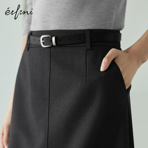 Eveli (eifini) Jiang Xin endorses the classic basic H-shaped mid-length skirt for women 2025 autumn new easy-care skirt dark gray mid-length version L 110-125Jin Jin equals 0.5 kg