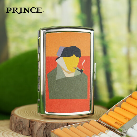 Prince Cigarette Boîte épaisse du milieu et mince Branche Prince Prince Prince Portable Boîte de cigarette personnalisée Portable Portable Couverture de protection en laiton Général YHC12131 Van Gogh Self-Portrait 12 pièces pour cigarettes grossières