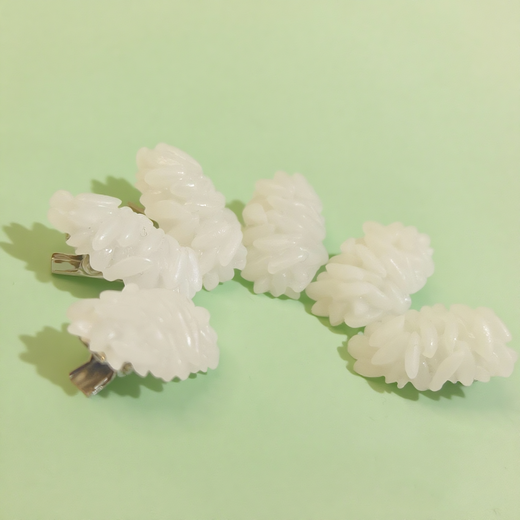 ins仿真米饭发夹搞怪米粒鸭嘴夹趣味学生边夹刘海夹创意饭团发卡 米饭发夹2件