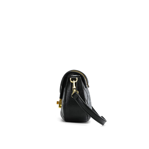 COOGI fashionable diamond pattern high-end versatile commuter bag women's bag PU underarm bag one-shoulder crossbody bag regular women black medium gift box + brown mobile phone bag