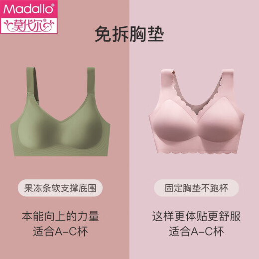 莫代尔妈妈内衣女无痕背心式无钢圈聚拢中老年人妇女收副乳大胸显小文胸 奶咖肤+布朗灰 L 【建议95-115斤 36/80】