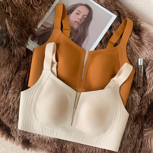 Style de Victoria, grands seins, petits sous-vêtements, style mince d'été pour femmes, seins, anti-sac, minceur, pas de traces, soutien-gorge de réglage de grande taille, sans anneau en acier, lait, couleur brune m (34/75bcd recommandé)