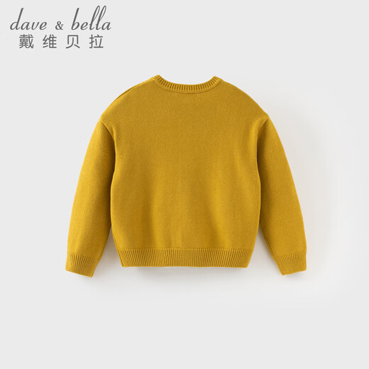 David Bella (Dave/Bella) Kinderpullover-Strickjacke 2025 Herbst neue Mädchen Strickjacke modische kleine Mädchen Top Medium großer Kindermantel Senf gelb [Spot] 110 cm (empfohlene Höhe 100-110 cm)