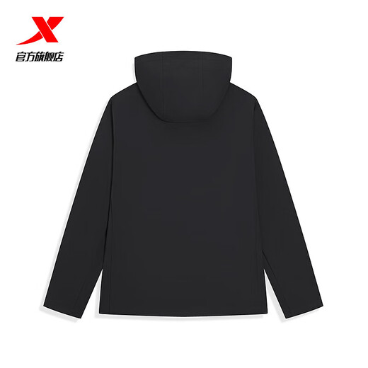 XTEP double-layer soft shell windbreaker men's autumn new sports thin coat jacket top outdoor cycling suit black XL