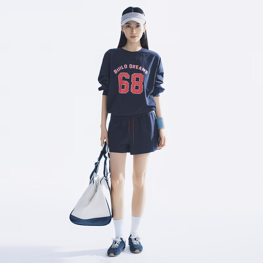 
MeiYANG (MEIYANG) Morning Dew Bubble Set [Zero Pressure Series] Citrus Bubble Sweatshirt Shorts Navy Blue L