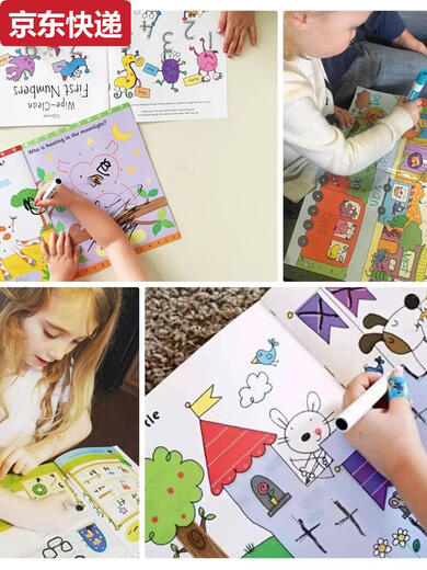 Blaue Farbe HE Kindergärtner Stiftkontrolle Training Einführung ein Einführungskopie Kinder Englisch Alphanumeric Trace Book Praxis 4-jährige 3 Baby Girls 16 Bücher-No-Farbbox-Random
