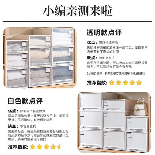 HDKJ Interactive Space (HDKJ) Aufbewahrungsbox-Schubladenstyle-Startbox Plastik Kunststoff Transparent Kleidungs ​​Organizer Kleidung Unterwäsche Aufbewahrungsbox C3523 Deep 45 Breite 35 Höhe 23 transparent ein Pack