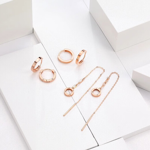Chao Acer Yuanling 18K gold earrings for women, rose gold earrings for girlfriend’s birthday gift, a pair