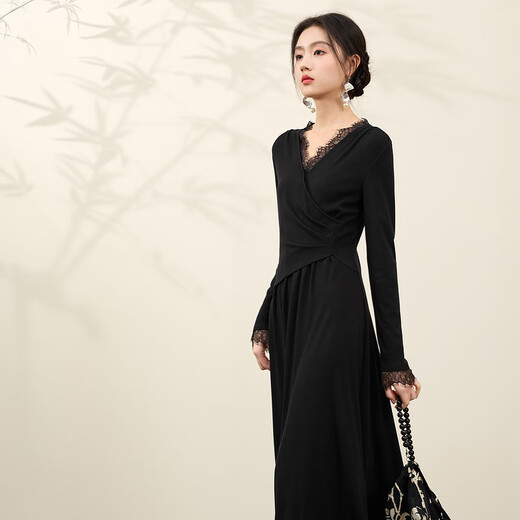 Trois couleurs 2025 Hiver Nouveau style Nouveau design de robe à col en V chinois