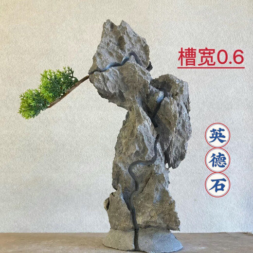 The raw stone is slotted and attached to the stone bonsai, which can be attached with elm, golden bean, fish tank, rockery, garden landscaping stone 27-30cm (slotted model will be shipped randomly)