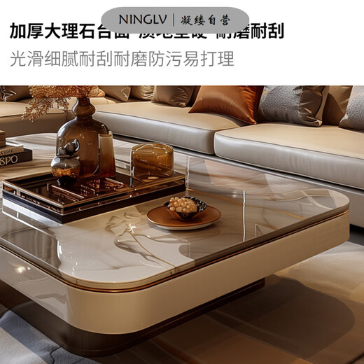 妙普乐高端别墅茶几客厅轻奢高级感2025新款大理石大小户型茶台泡茶桌子 G756#1.4米大理石茶几140*80*40c