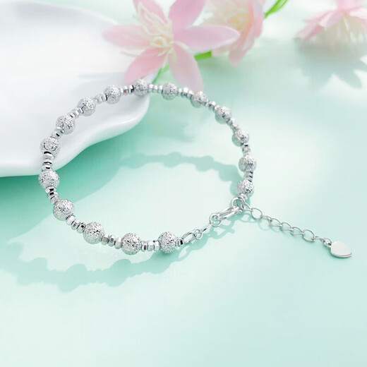 Lao Fengxiang platinum bracelet pt950 sparkling bead abacus bead bracelet gift for girlfriend and wife platinum jewelry white gold about 12.17g adjustable range 54-56mm