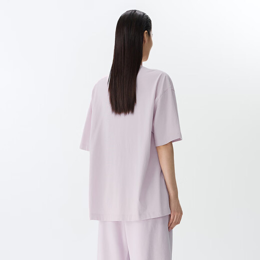 江南布衣（JNBY）【商场同款】25春新品T恤女趣味猫咪印花宽松圆领中袖5P2112550 671/灰粉 L