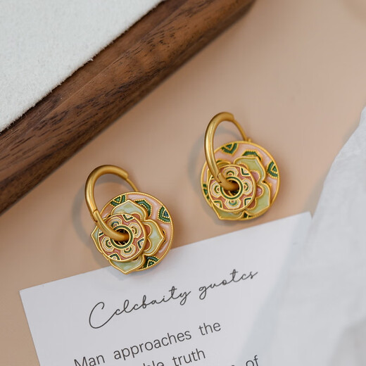 Niche painted enamel flower earrings, ear studs, 18K gold plated earrings gifts, painted butterfly earrings