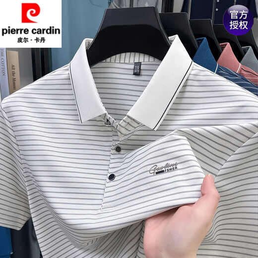 Pierre CARDIN high-end new dad summer short-sleeved T-shirt ice silk middle-aged men's POLO shirt middle-aged and elderly summer Father's Day short-sleeved 9922 black XL 175135-150Jin[Jin equals 0.5 kg]