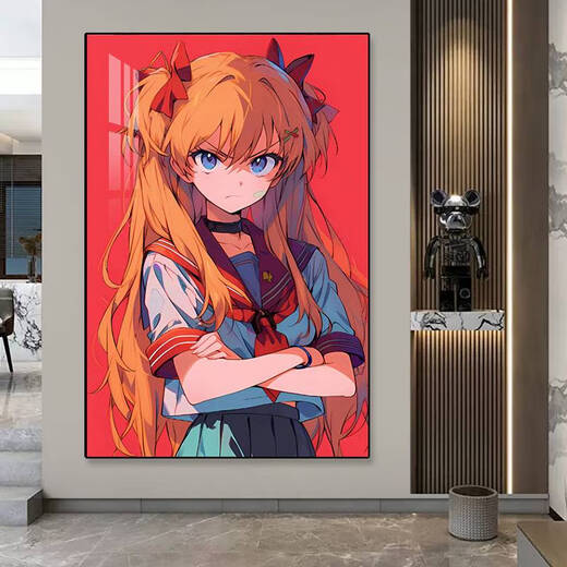 Evangelion Hängende Malerei Asuka Ayari Dekorative Gemälde Nummer 1 Mobile Anime Girl's Veranda Gemälde Eva03 80*12035 mm dicke Aluminiumlegierung schwarz gebürstet