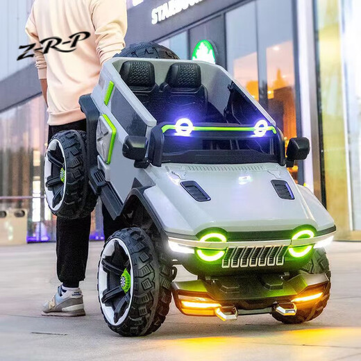 Z-R-P children's electric car small off-road vehicle male and female baby birthday gift remote control toy car small tank white + luminous wheel + 12V14 leather seat + soft wheel