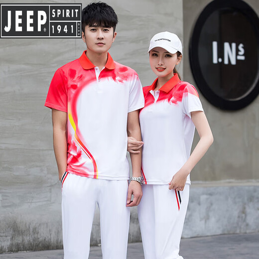 Zhizhou Sommerpaar kurzärmeliges Sport-T-Shirt für Männer und Frauen schnell trocknend Polo-Hemd-Hosen Anzug Anzug Custom bedruckt 9215 Wasserblau (Single-Kleider-T-Shirt) S Frauen