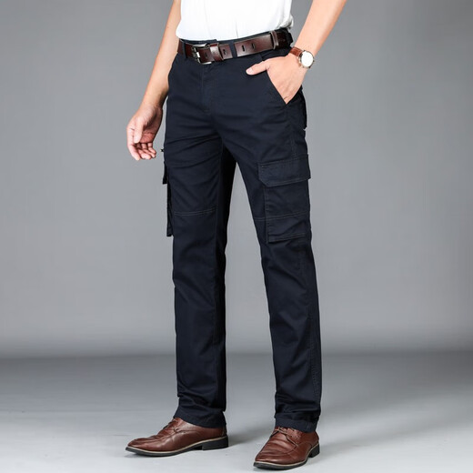 Jeep (JEEP) casual men's pants straight loose work casual pants multi-pocket trousers spring and summer thin pants B9923 B9923 blue spring and summer thin 35