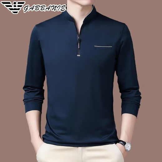 FALAMONE Armani men's long-sleeved stand-collar T-shirt high-end business casual cotton sweatshirt spring new base shirt trend GA/6625 deep orchid thin S 165/84A