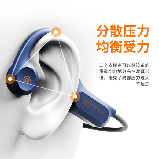 Patriot (aigo) bone conduction Bluetooth sports headphones IP56 dustproof and waterproof open wireless marathon cycling running earphones super long battery life suitable for mobile phones G03 navy blue