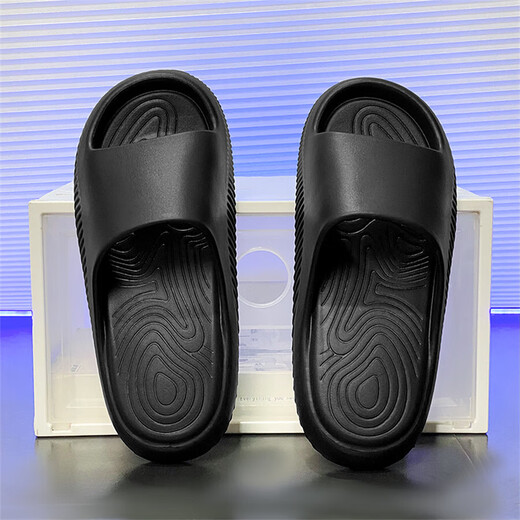 Nouvelle pantoufles silencieuses simples d'été pour la maison intérieure masculine pour salle de bain non glissante salle de bain sandales à fond douces 5527 noir 42-43