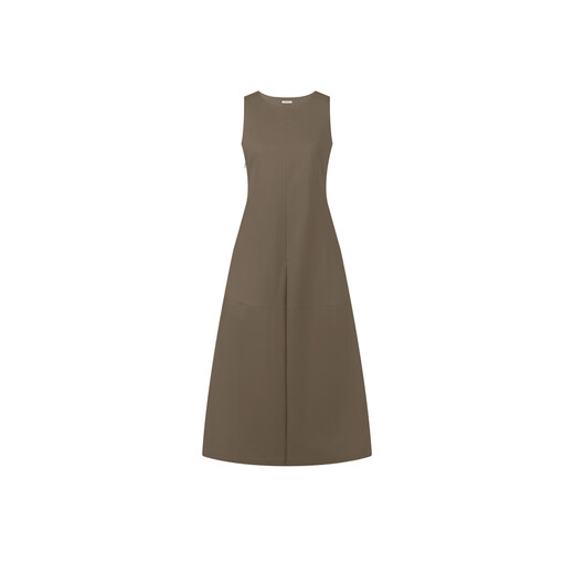 Meiyang Schokoladenkleid Falten Textur Taille-Huging ärmellose Weste Rock braune Farbe xl