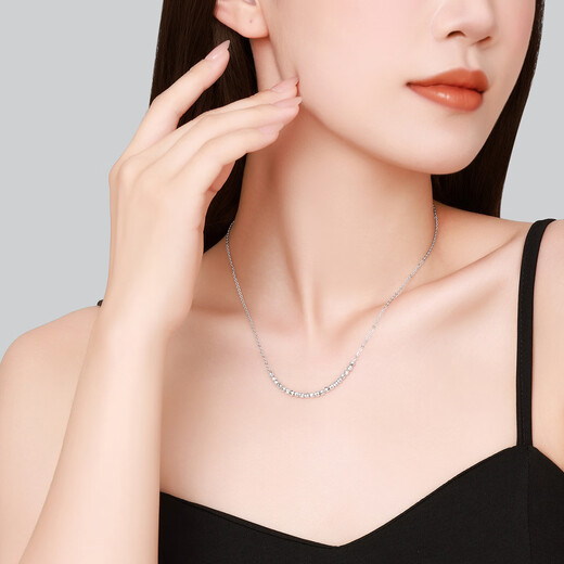 Chao Acer Explosive Blonde Beads Platinum Necklace Women's PT950 Set Clavicle Chain as a Gift for Girlfriend, Priced at RMB 590, 5.1g, Chain Length Approximately 45cm
