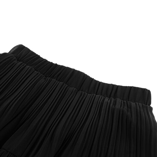 Lagogo Romantic Princess Skirt Women Lagugu Valley 2025 Summer New Chiffon plisado Versátil Fairy Skirt Black M
