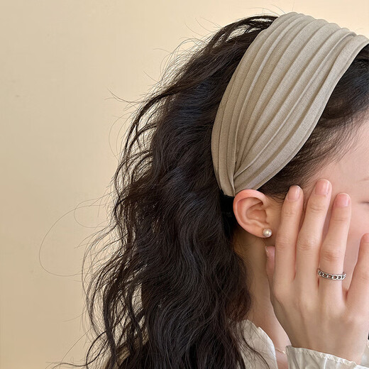 618 Gifts High-end Niche Korean Style Simple Folded Wide-Border Hairpin Headband Women's Retro High Skull Headband Black Striped Folded Headband