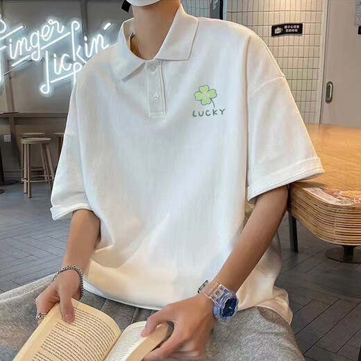 T-shirt Aigechen T-shirt masculin à manches courtes de la chemise de revers lourde américaine de type American Summer Brand Trendy Casual Loose [3899-Lion Dance] Black M 80-110Jin [Jin est égal à 0,5 kg]