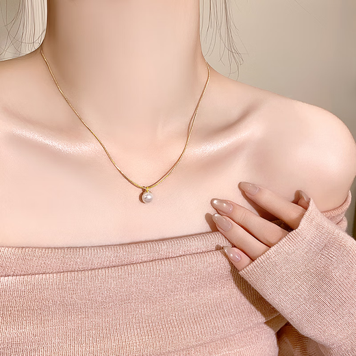 Fat Donglai's same style pearl necklace pendant style light luxury French pearl necklace women's niche accessories necklace 20 pearl necklace