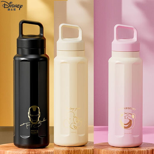 Disney Children's Strawberry Bear Thermos 316 Stainless Steel Direct Drink One-click Open Lid Primary School Student Portable Hand Carrying 15042T Strawberry Bear Press Direct Drink Thermos 570 570ML