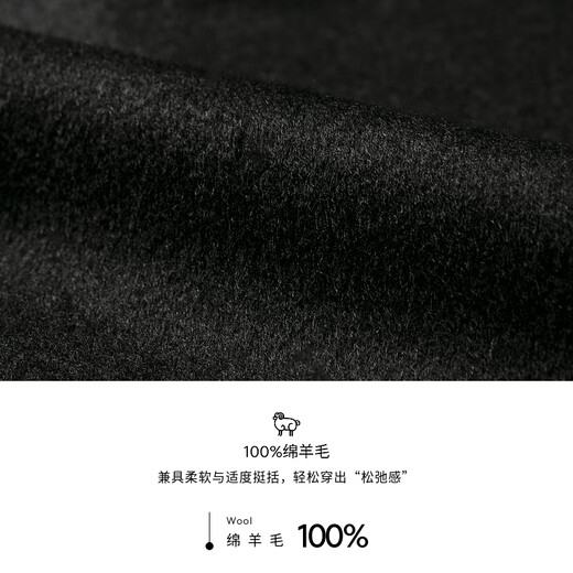 Jimba Men's 100% Sheep Wool Solid Color Business Lapel Wool Coat for Men | BFWG3313 Black XL