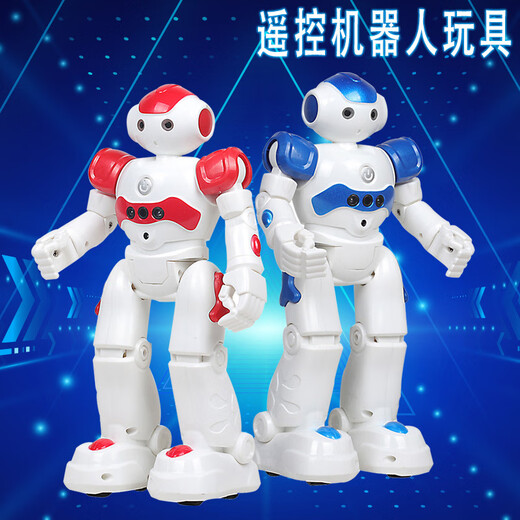 尖叫鸭跨境儿童早教智能遥控手势感应机器人智力科教电动礼物机器 阿尔蓝色【英文款】