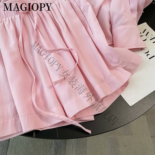 MAGIOPY国际奢侈高档品牌氛围感穿搭休闲运动套装夏季洋气减龄粉色长袖衬 粉色 XXL(131-150斤)