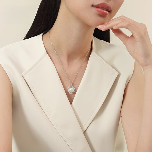 Dan Pei luxury high-end sunflower pearl pendant pearl necklace female strong luster pearl large size pendant Xiangyang Brilliant Necklace large size pearl 11-11.5mm