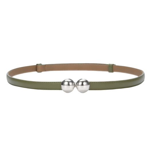 
Cuckoo bird adjustable women's thin belt, fashionable spherical double-buckle belt, versatile cowhide belt, women's decoration and matching 15939-white 95cm 50-