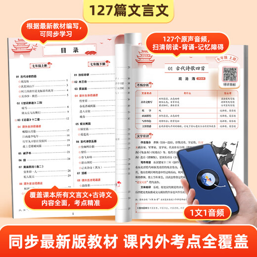 2025新版初中文言文完全解读一本通人教版语文专项教材初一初二初三八九七年级必背古诗词和文言文全解全练实词虚词 初中文言文完全解读 初中通用
