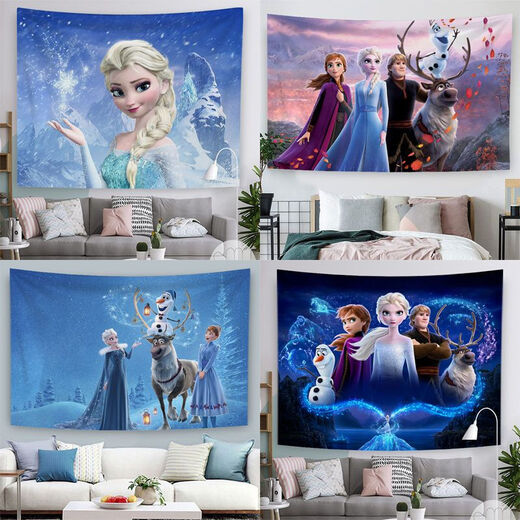 Disney Frozen Hintergrundtuch Kinderzimmer Anime Hintergrund Wandtuch Prinzessin Nacht Wandteppich GT1278-Frozen 5 Breite 3 Meter hoch 1,5 Meter + Installationspaket