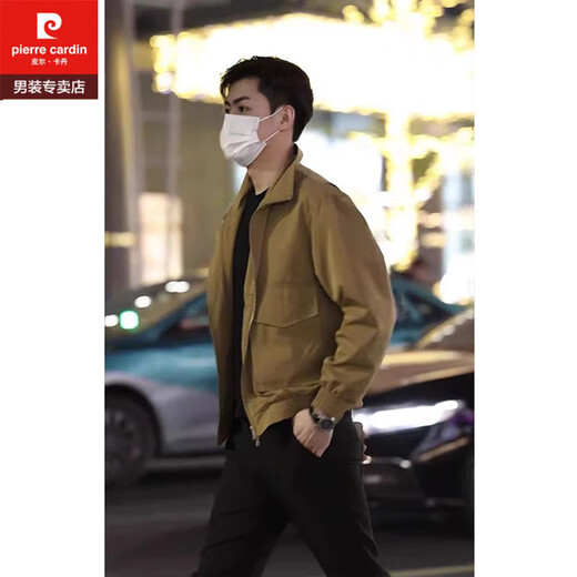 Pierre Cardin (Pierre Cardin) light and mature temperament outfit suit men's spring and autumn stand-up collar handsome multi-pocket work jacket men's Korean style high-end coat khaki jacket single piece XL