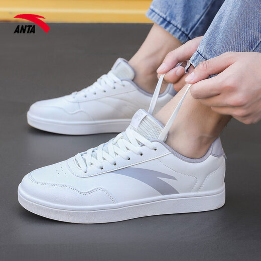Anta men's shoes, men's 2025 summer new casual shoes, waterproof skateboard shoes, small white shoes, men's travel sports shoes, ivory white/floating cloud gray 42