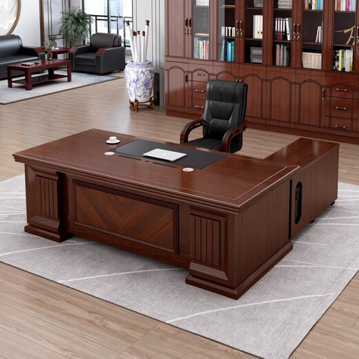 Rongjiang boss desk office desk simple modern manager desk wood veneer executive desk president desk 2 meters desk + chair