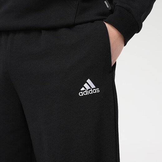 阿迪达斯 （adidas）男裤运动裤春季新款舒适透气商务休闲裤时尚经典直筒长裤IW5909 GK9273黑色刺绣logo直筒裤 XL