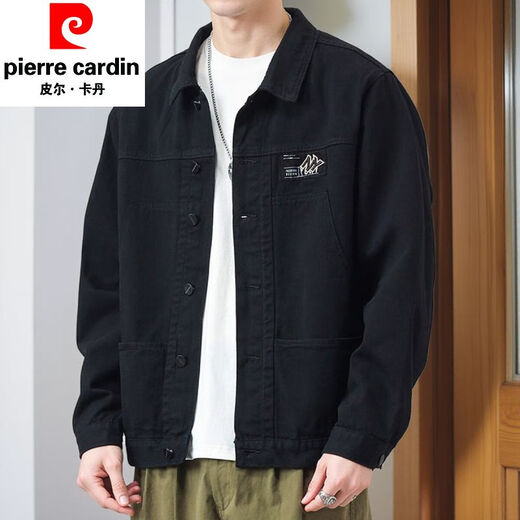 Pierre Cardin Jacket Men's Spring and Automn 2025 Nouvelle chemise Automne Men's Work's Veste de veste de début d'automne [Version de mise à niveau] K12806 Black 2xl [Recommandé 140-160jin [Jin est égal à 0,5 kg]]]