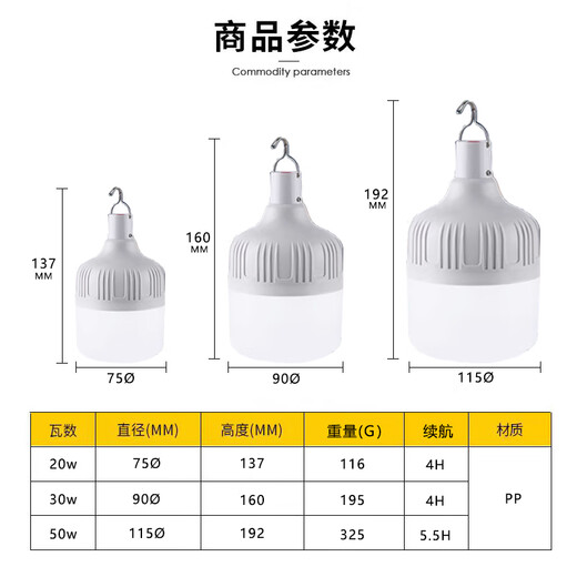 Yuanfang LED Rechargeable Bulb Outdoor Emergency Light Mobile Factory Indoor Power Outage Lighting