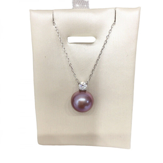 Fat Donglai Quality Edison Pearl Pendant Zhuji Fresh Water Highlight Perfect Round Almost Flawless Princess Same Style Purple A Style Princess Style Silver 9-10mm