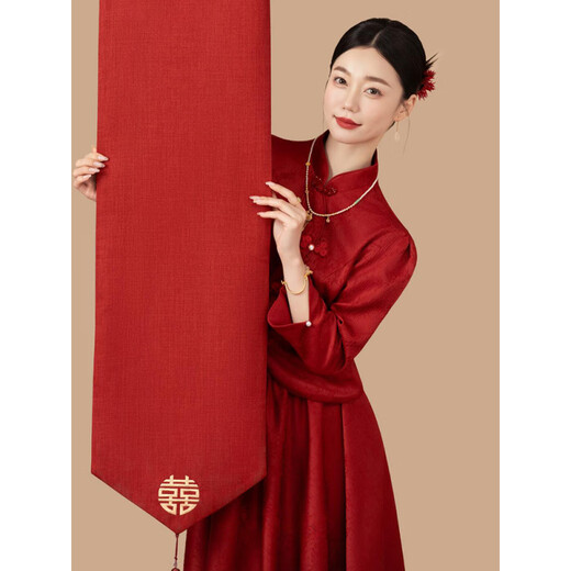 Wen Mi Toast Dress Large Size Zipper Style New Chinese Style Pregnant Women 2025 New Engagement Dress Fat mm Bride Returning to the Door after Marriage Burgundy XL