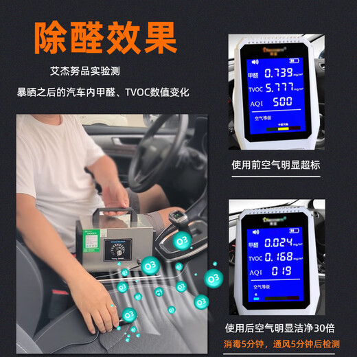 AJNU car air purification, odor removal, smoke odor ozone generator disinfection machine 12V sterilization household formaldehyde removal 12V10g (car + home office multi-purpose)